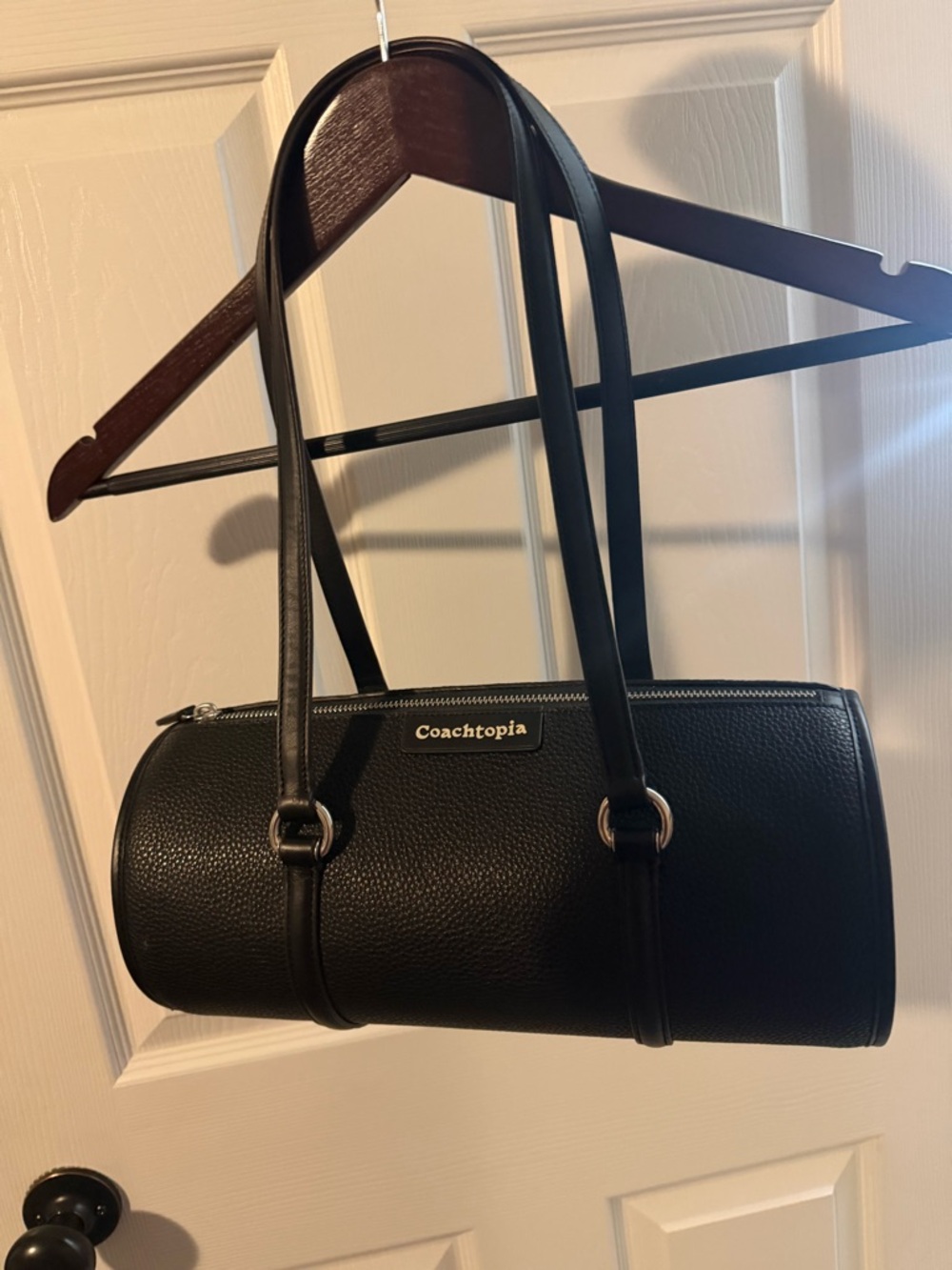 Coachtopia Black Leather Barrel Shoulder Bag